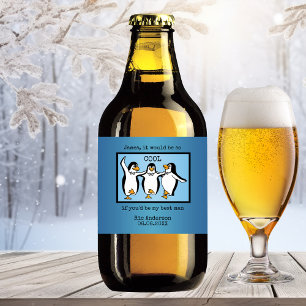 Étiquette Pour Bouteilles De Bière Happy Penguin Dancing Groomsmen Bière Étiquette