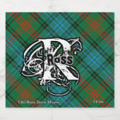 Étiquette Pour Bouteilles De Bière Happy Scotsman Clan Ross Tartan Monogram (Étiquettes simples)