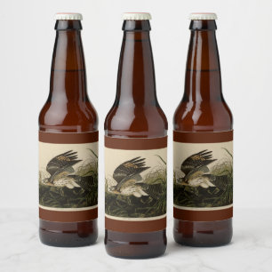 Étiquette Pour Bouteilles De Bière Hawk d'hiver, les oiseaux d'Amérique de John James