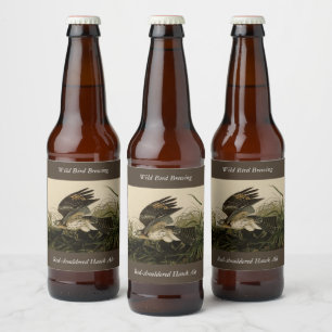 Étiquette Pour Bouteilles De Bière Hawk d'hiver, les oiseaux d'Amérique de John James