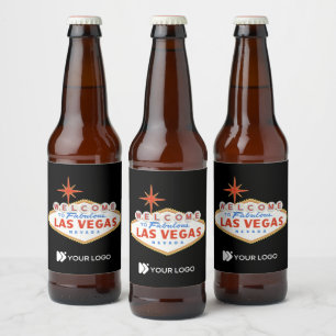 Étiquette Pour Bouteilles De Bière Heure Heureuse à Las Vegas Fête d'entreprise Logo