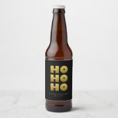 Étiquette Pour Bouteilles De Bière Ho Ho Ho | Simple Christmas Black & Gold Beer Bot (Devant)