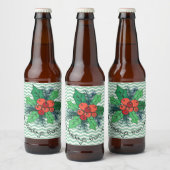 Étiquette Pour Bouteilles De Bière Holly Berries sur Chevron (Bouteilles)