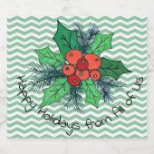 Étiquette Pour Bouteilles De Bière Holly Berries sur Chevron (Étiquettes simples)