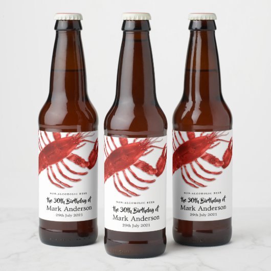 Étiquette Pour Bouteilles De Bière Homard Fête d'anniversaire à thème (Bouteilles)
