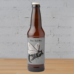 Étiquette Pour Bouteilles De Bière Illustration d'abeille effrayante Gros dard Crâne
