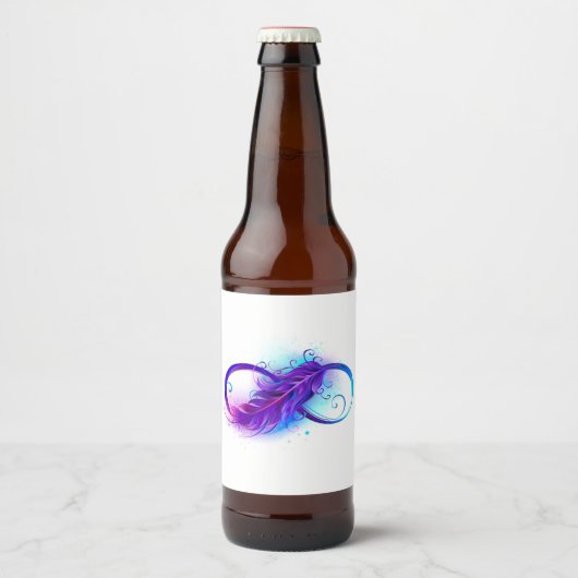 Étiquette Pour Bouteilles De Bière Infinity with purple feather (Devant)