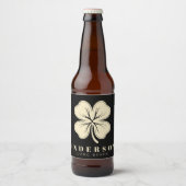 Étiquette Pour Bouteilles De Bière Irlandais Lucky Four Leaf Clover avec nom noir (Devant)