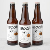 Étiquette Pour Bouteilles De Bière Jack-o’ lanterne et un fantôme blanc Boo Halloween (Bouteilles)