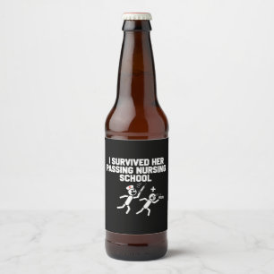 Étiquette Pour Bouteilles De Bière J'Ai Survécu À Son Passage Infirmière De L'École D