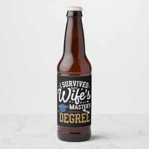 Étiquette Pour Bouteilles De Bière J'ai survécu au master de ma femme, diplômée de ma