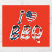 Étiquette Pour Bouteilles De Bière J'aime le barbecue, patriotique américain (Étiquettes simples)