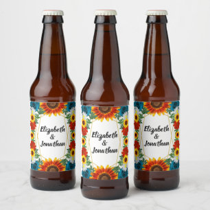 Étiquette Pour Bouteilles De Bière Jardin été Floral géométrique