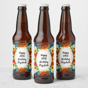 Étiquette Pour Bouteilles De Bière Jardin été Floral géométrique