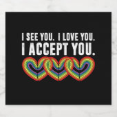 Étiquette Pour Bouteilles De Bière Je T'Aime Je T'Accepte Rainbow LGBTQ (Étiquettes simples)