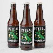 Étiquette Pour Bouteilles De Bière Je vole des Shamrocks à Rex Dinosaur St Patrick's (Bouteilles)