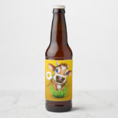 Étiquette Pour Bouteilles De Bière Jersey Cow à Grass over yellow (Devant)