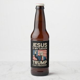 Étiquette Pour Bouteilles De Bière Jésus est mon sauveur Trump est mon président 47 U