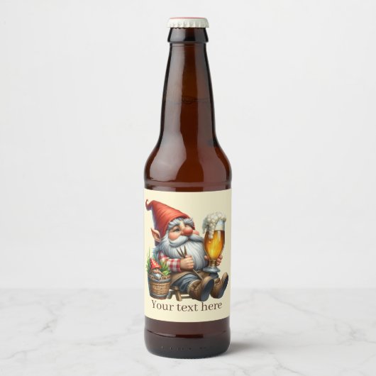 Étiquette Pour Bouteilles De Bière Jolie bière gnome ajouter du texte (Devant)