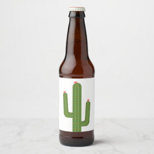 Étiquette Pour Bouteilles De Bière Jolie Fleur Rose Cactus Vert Sud-Ouest