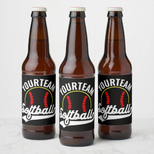Étiquette Pour Bouteilles De Bière Joueur de l'équipe de softball AJOUTER UN NOM Ligu