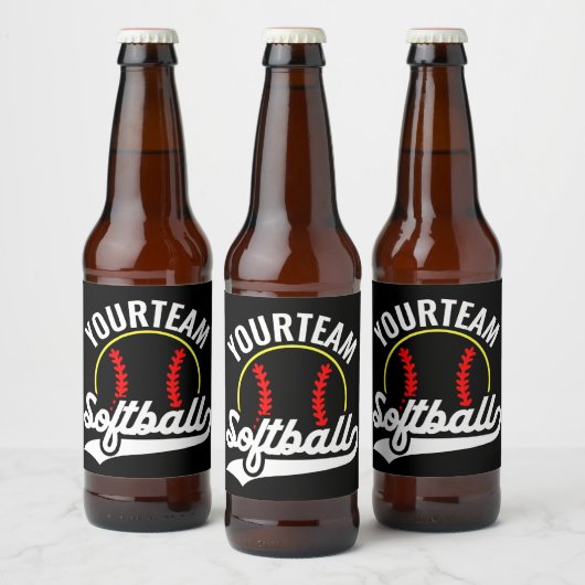Étiquette Pour Bouteilles De Bière Joueur de l'équipe de softball AJOUTER UN NOM Ligu (Bouteilles)