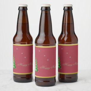 Étiquette Pour Bouteilles De Bière Joyeuses fêtes sur les flocons de neige en papier