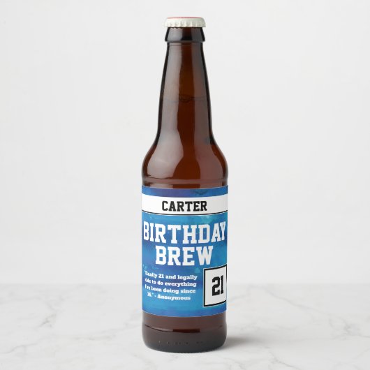 Étiquette Pour Bouteilles De Bière Joyeux 21e anniversaire brasse (Devant)
