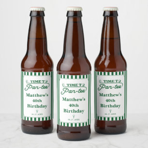 Étiquette Pour Bouteilles De Bière Joyeux Anniversaire au Par-Tee Hommes Golf Moderne
