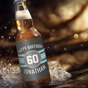 Étiquette Pour Bouteilles De Bière Joyeux Anniversaire Sports Jersey Stripes Nom et â