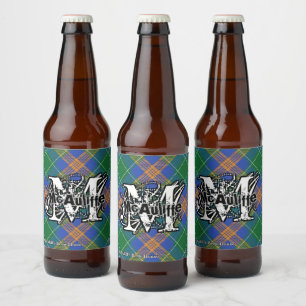 Étiquette Pour Bouteilles De Bière Joyeux clan irlandais MacAuliffe Tartan Monogramme