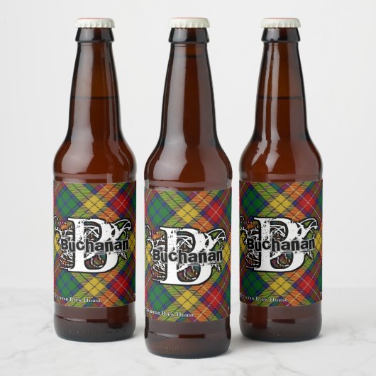 Étiquette Pour Bouteilles De Bière Joyeux écossais Clan Buchanan Tartan Monogramme (Bouteilles)