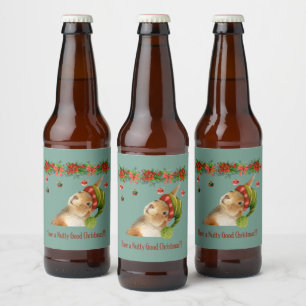 Étiquette Pour Bouteilles De Bière Joyeux Noël Écureuil Fête Nutty