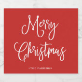 Étiquette Pour Bouteilles De Bière Joyeux Noël | Script manuscrit en rouge (Étiquettes simples)