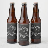 Étiquette Pour Bouteilles De Bière Joyeux Noël | Script manuscrit sur tableau de bord (Bouteilles)