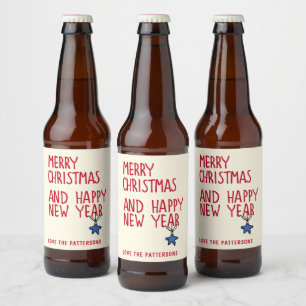 Étiquette Pour Bouteilles De Bière Joyeux Noël Simple Typographie moderne