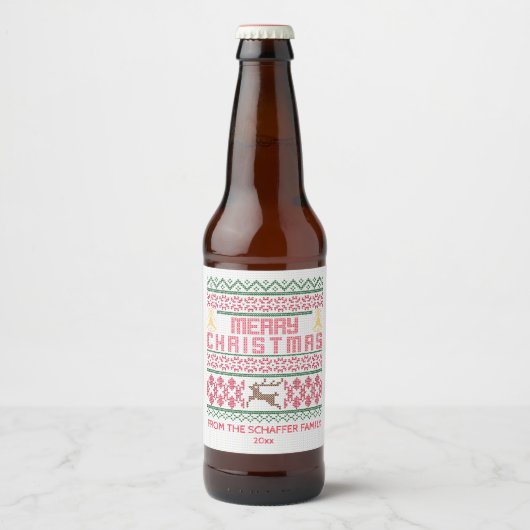 Étiquette Pour Bouteilles De Bière Joyeux Noël, style en plan (Devant)