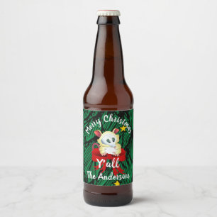 Étiquette Pour Bouteilles De Bière Joyeux Noël Ya'll avec Possum