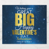 Étiquette Pour Bouteilles De Bière Joyeux Valentines Jour Bleu Or Moderne (Étiquettes simples)