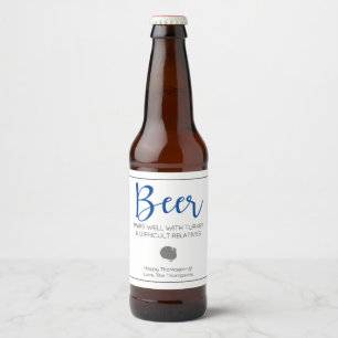 Étiquette Pour Bouteilles De Bière La bière se marie bien avec la dinde et les parent