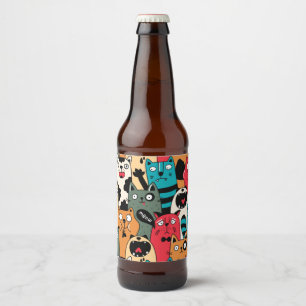 Étiquette Pour Bouteilles De Bière La foule des chats