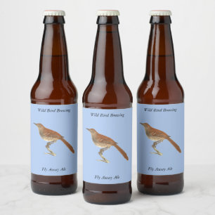 Étiquette Pour Bouteilles De Bière La Grive Brown ou le Trasher Brown, New York Birds