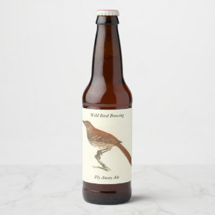 Étiquette Pour Bouteilles De Bière La Grive Brown ou le Trasher Brown, New York Birds