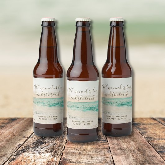 Étiquette Pour Bouteilles De Bière L'amour et le Mariage de la plage