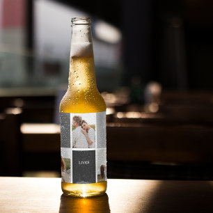 Étiquette Pour Bouteilles De Bière L'amour vit ici Cadeau Famille Trois Photo