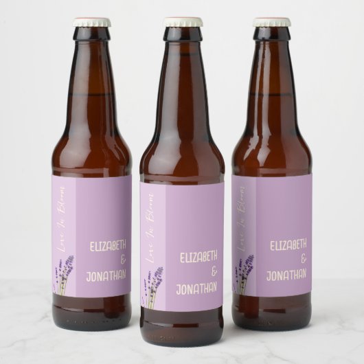 Étiquette Pour Bouteilles De Bière Lavender Love Mariage (Bouteilles)