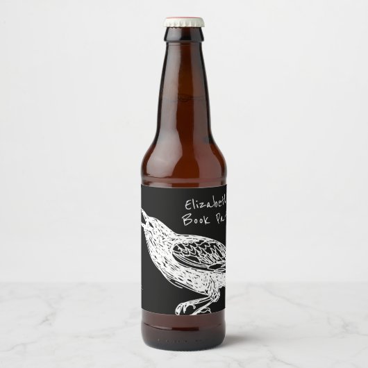 Étiquette Pour Bouteilles De Bière Levé À La Main, Corbeau (Devant)