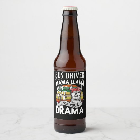 Étiquette Pour Bouteilles De Bière Llama Gift | Bus Driver Mama Llama (Devant)