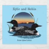 Étiquette Pour Bouteilles De Bière Loons Sunset Mariage bleu (Étiquettes simples)