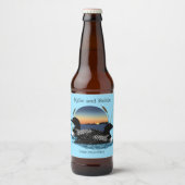 Étiquette Pour Bouteilles De Bière Loons Sunset Mariage bleu (Devant)